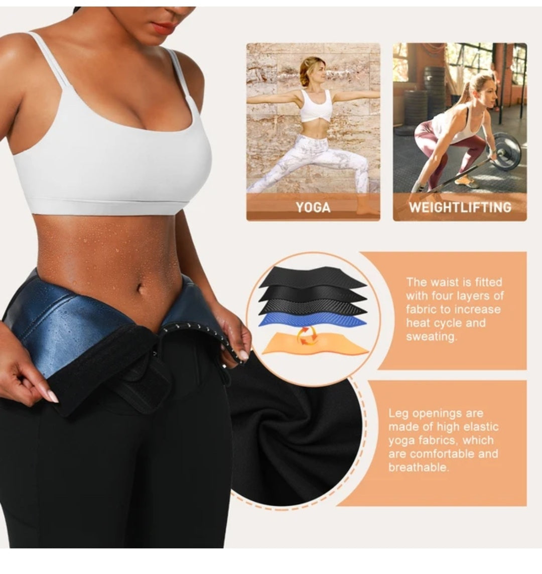 Oui-Snatching Three Hook Compression, Adjustable Straps,  Neoprene High Waist Yoga Pants