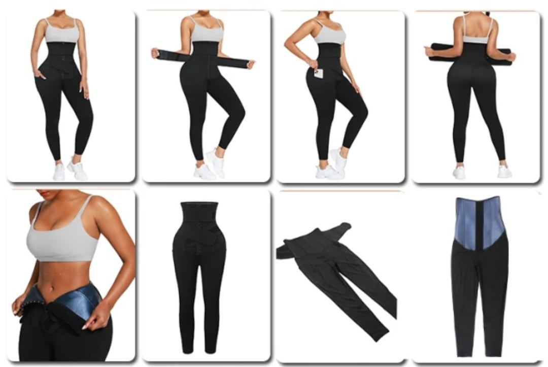 Oui-Snatching Three Hook Compression, Adjustable Straps,  Neoprene High Waist Yoga Pants